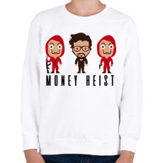 PRINTFASHION Money Heist - Gyerek pulóver - Fehér