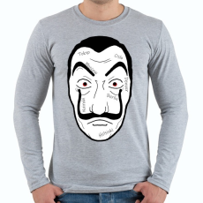 PRINTFASHION Money heist maszk nevekkel - Férfi hosszú ujjú póló - Sport szürke
