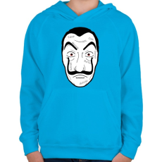 PRINTFASHION Money heist maszk nevekkel - Gyerek kapucnis pulóver - Azúrkék