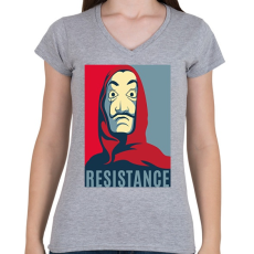 PRINTFASHION Money Heist - Női V-nyakú póló - Sport szürke