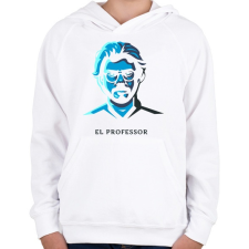 PRINTFASHION Money Heist - Professor - Gyerek kapucnis pulóver - Fehér gyerek pulóver, kardigán