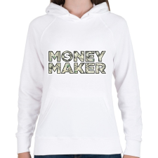 PRINTFASHION Money makeR - Női kapucnis pulóver - Fehér női pulóver, kardigán