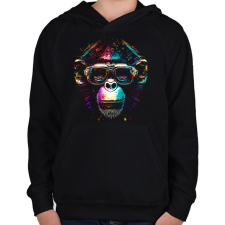 PRINTFASHION Monkey design - Gyerek kapucnis pulóver - Fekete gyerek pulóver, kardigán
