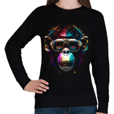 PRINTFASHION Monkey design - Női pulóver - Fekete