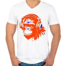 PRINTFASHION Monkey - Férfi V-nyakú póló - Fehér