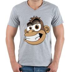PRINTFASHION Monkey - Férfi V-nyakú póló - Sport szürke