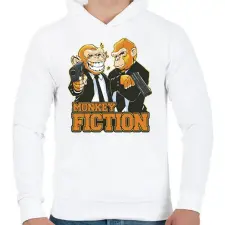 PRINTFASHION Monkey Fiction - Férfi kapucnis pulóver - Fehér férfi pulóver, kardigán