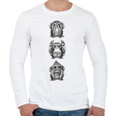 PRINTFASHION Monkeys - Férfi hosszú ujjú póló - Fehér