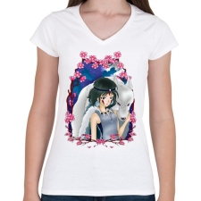 PRINTFASHION Mononoke Hime  - Női V-nyakú póló - Fehér női póló