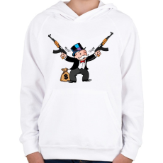 PRINTFASHION Monopoly+ kalasnyikov - Gyerek kapucnis pulóver - Fehér