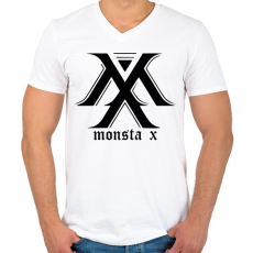 PRINTFASHION monsta x - Férfi V-nyakú póló - Fehér