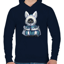 PRINTFASHION Monster Hunter Palico - Férfi kapucnis pulóver - Sötétkék férfi pulóver, kardigán