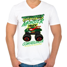 PRINTFASHION Monster Teknős - Férfi V-nyakú póló - Fehér férfi póló