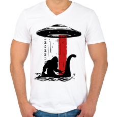 PRINTFASHION Monsters - Férfi V-nyakú póló - Fehér