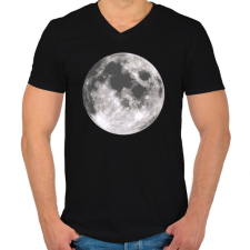 PRINTFASHION MOON - Férfi V-nyakú póló - Fekete férfi póló
