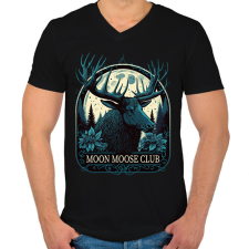 PRINTFASHION Moon Moose Club - reindeer - Férfi V-nyakú póló - Fekete férfi póló