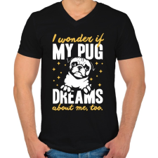 PRINTFASHION Mopsz álom - Férfi V-nyakú póló - Fekete férfi póló