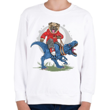 PRINTFASHION Mopsz és a T-rex - Gyerek pulóver - Fehér gyerek pulóver, kardigán