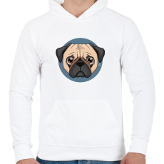 PRINTFASHION Mopsz - Férfi kapucnis pulóver - Fehér