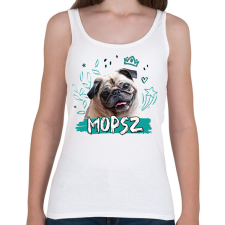 PRINTFASHION Mopsz firka - Női atléta - Fehér női trikó