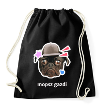 PRINTFASHION mopsz gazdi 2 - Sportzsák, Tornazsák - Fekete tornazsák