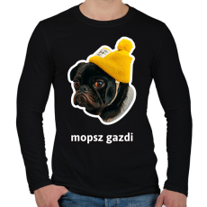 PRINTFASHION mopsz gazdi 4 - Férfi hosszú ujjú póló - Fekete