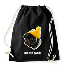 PRINTFASHION mopsz gazdi 4 - Sportzsák, Tornazsák - Fekete tornazsák