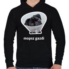 PRINTFASHION mopsz gazdi 5 - Férfi kapucnis pulóver - Fekete