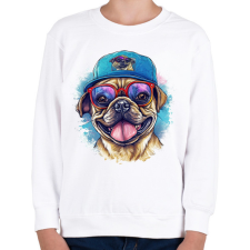 PRINTFASHION Mopsz - Gyerek pulóver - Fehér gyerek pulóver, kardigán