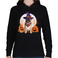 PRINTFASHION Mopsz halloween - Női kapucnis pulóver - Fekete női pulóver, kardigán
