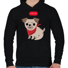 PRINTFASHION Mopsz - I pug you - Férfi kapucnis pulóver - Fekete férfi pulóver, kardigán