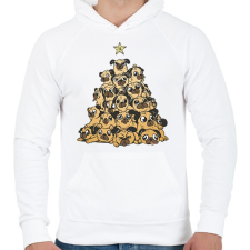 PRINTFASHION Mopsz karácsonyfa - Férfi kapucnis pulóver - Fehér férfi pulóver, kardigán
