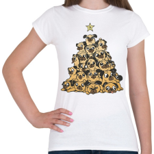 PRINTFASHION Mopsz karácsonyfa - Női póló - Fehér női póló