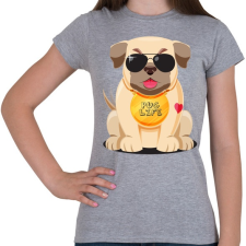 PRINTFASHION Mopsz kutya - Női póló - Sport szürke női póló
