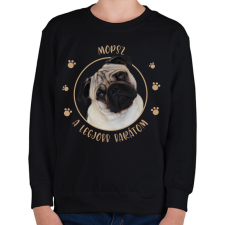 PRINTFASHION Mopsz - Legjobb barát - Gyerek pulóver - Fekete gyerek pulóver, kardigán