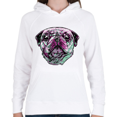 PRINTFASHION Mopsz - Női kapucnis pulóver - Fehér