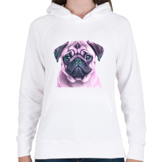 PRINTFASHION mopsz - Női kapucnis pulóver - Fehér