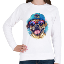 PRINTFASHION Mopsz - Női pulóver - Fehér női pulóver, kardigán