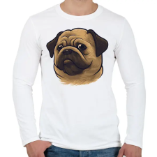 PRINTFASHION Mopsz - Pug - Férfi hosszú ujjú póló - Fehér férfi póló