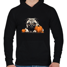 PRINTFASHION mopsz tökkel - Férfi kapucnis pulóver - Fekete férfi pulóver, kardigán
