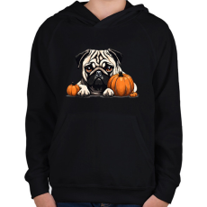 PRINTFASHION mopsz tökkel - Gyerek kapucnis pulóver - Fekete