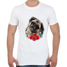 PRINTFASHION Mopsz virággal - Férfi póló - Fehér férfi póló