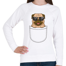 PRINTFASHION Mopsz zsebminta - Női pulóver - Fehér női pulóver, kardigán