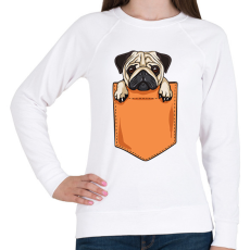 PRINTFASHION Mopsz zsebminta - Női pulóver - Fehér