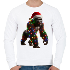 PRINTFASHION Morcos karácsonyi party gorilla - Férfi pulóver - Fehér férfi pulóver, kardigán