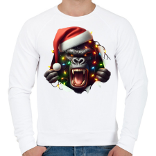 PRINTFASHION Morcos karácsonyi party gorilla - Férfi pulóver - Fehér férfi pulóver, kardigán