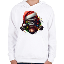 PRINTFASHION Morcos karácsonyi party gorilla - Gyerek kapucnis pulóver - Fehér gyerek pulóver, kardigán