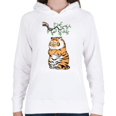 PRINTFASHION morcos tigris - Női kapucnis pulóver - Fehér