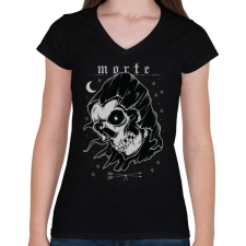 PRINTFASHION Morte - Női V-nyakú póló - Fekete női póló