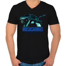 PRINTFASHION MOSASAURUS - Férfi V-nyakú póló - Fekete férfi póló